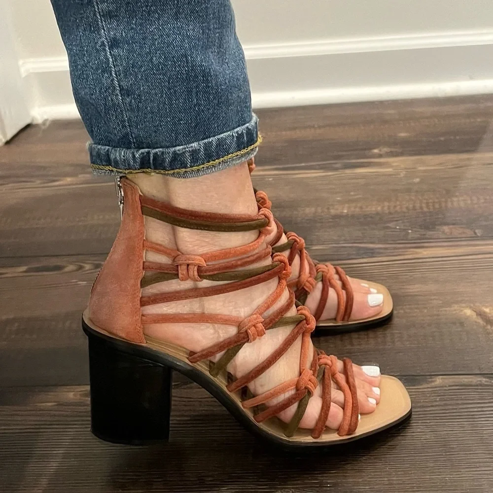 rag & bone Multi color green orange Strappy heels size 6.5 Genuine leather…